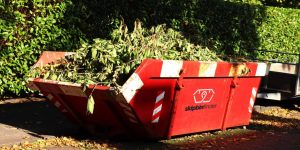 green waste in skip bin
