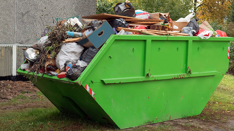 Green skip bin