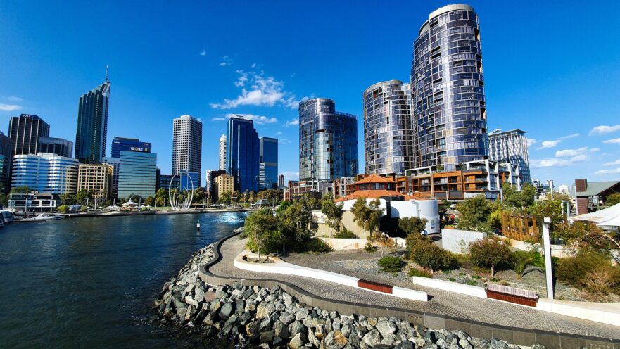 Perth skyscrapers and shoreline, Recyling in Perth
